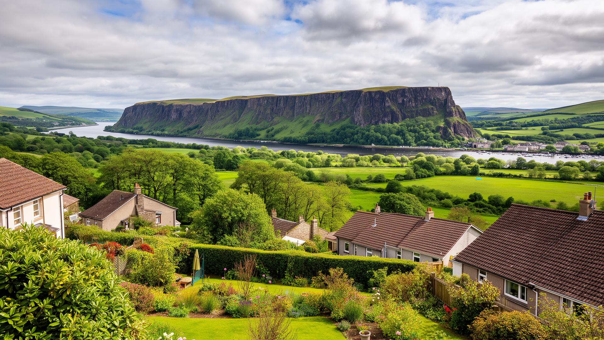 Alexandria and the Vale of Leven with residential gardens in West Dunbartonshire