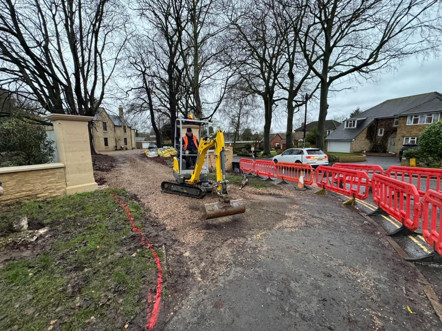 Garden excavation and groundwork preparation for landscaping project